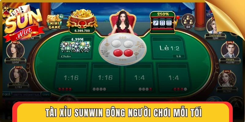 Tài Xỉu Sunwin đông người chơi mỗi tối